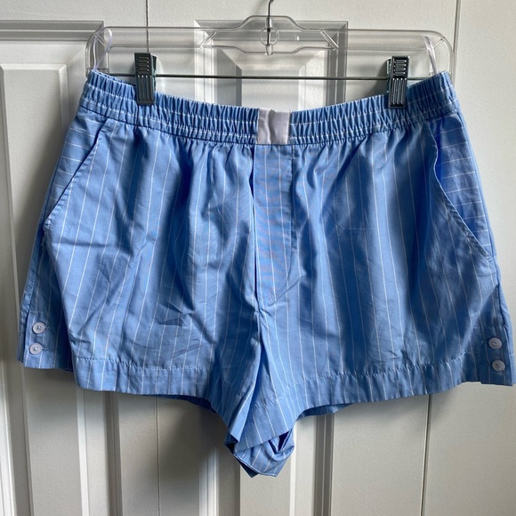 Zara blue & white striped crop button down shirt & matching boxers, medium - Picture 4 of 7